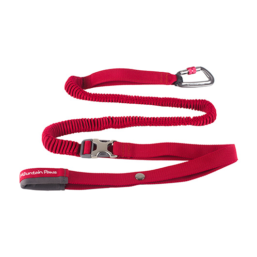 Mountain Paws Hundeleine Shock Absorber elastisch mit Sicherheitskarabiner rot