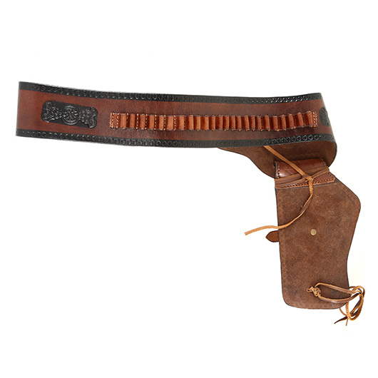 Western Revolver Grtel mit Holster Echtleder braun/schwarz Bild 1