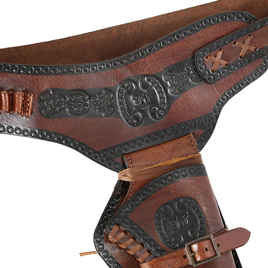 Western Revolver Gurtel mit Holster Echtleder braun schwarz kaufen