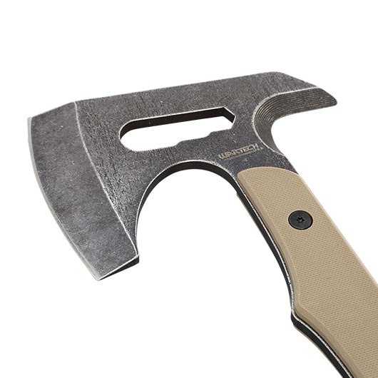 Wartech Wurf- und Survivalaxt stonewash inkl. Scheide schwarz/tan Bild 2