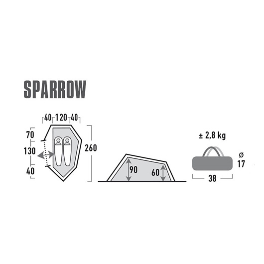 High Peak Zelt Sparrow 2  fr max. 2 Personen grn/rot Bild 1