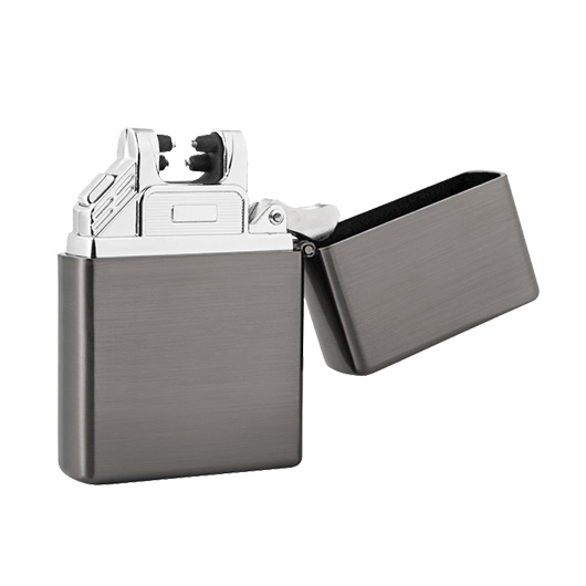 MetMaxx Feuerzeug Future Pocket Fire Lichtbogen inkl. USB-Ladekabel silber/grau