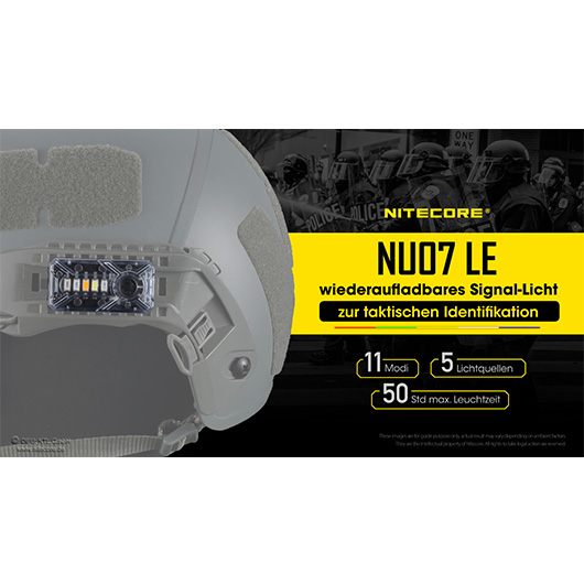 Nitecore Helm/Signallampe NU07 LE 15 Lumen inkl. Universalhalterung, Akku transparent/schwarz Bild 1