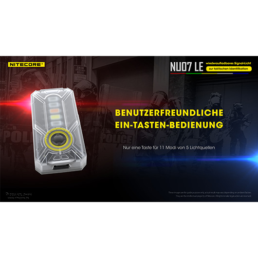 Nitecore Helm/Signallampe NU07 LE 15 Lumen inkl. Universalhalterung, Akku transparent/schwarz Bild 10