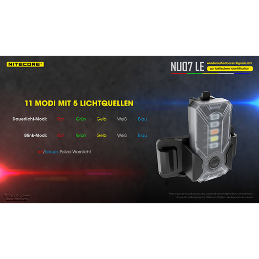 Nitecore Helm/Signallampe NU07 LE 15 Lumen inkl. Universalhalterung, Akku transparent/schwarz Bild 3