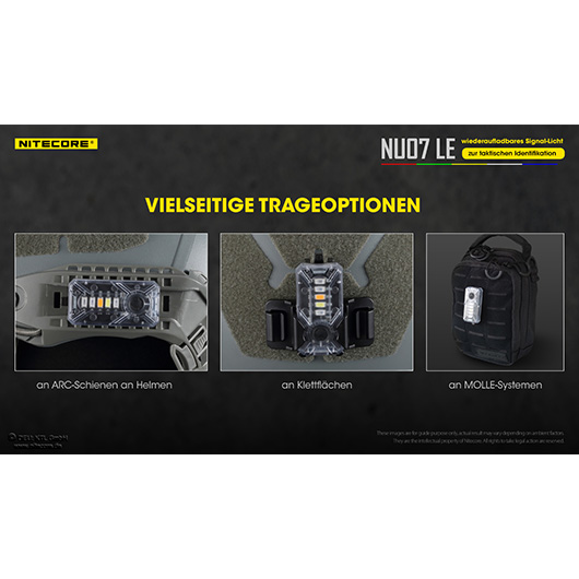 Nitecore Helm/Signallampe NU07 LE 15 Lumen inkl. Universalhalterung, Akku transparent/schwarz Bild 5