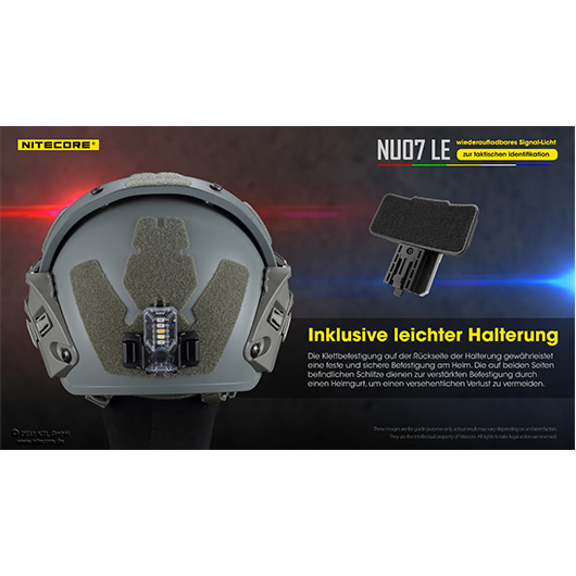 Nitecore Helm/Signallampe NU07 LE 15 Lumen inkl. Universalhalterung, Akku transparent/schwarz Bild 6