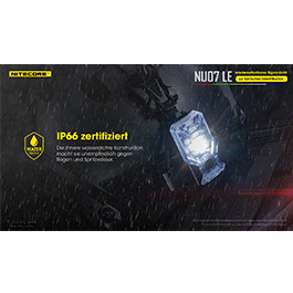 Nitecore Helm/Signallampe NU07 LE 15 Lumen inkl. Universalhalterung, Akku transparent/schwarz Bild 8