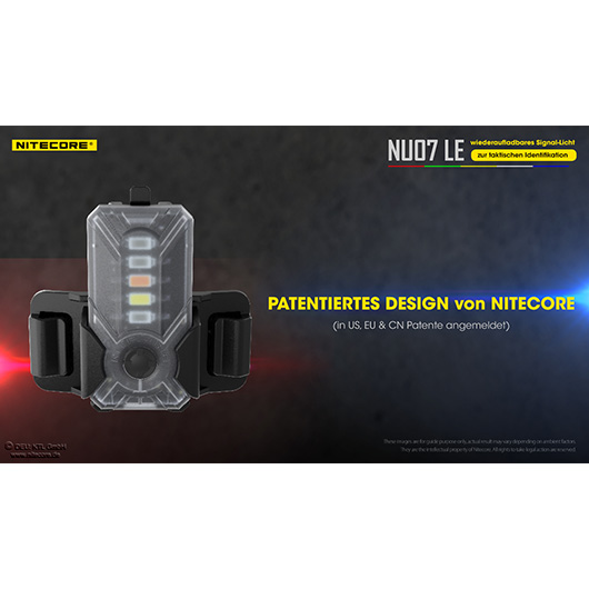 Nitecore Helm/Signallampe NU07 LE 15 Lumen inkl. Universalhalterung, Akku transparent/schwarz Bild 9