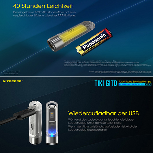 Nitecore LED-Schlssellampe Tiki 300 Lumen Glow in the Dark transparent nachleuchtend Bild 10