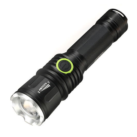 Bailong LED-Taschenlampe mit Zoom, Strobe schwarz