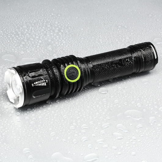 Bailong LED-Taschenlampe mit Zoom, Strobe schwarz Bild 2