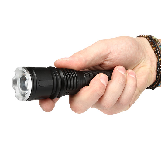 Bailong LED-Taschenlampe mit Zoom, Strobe schwarz Bild 8