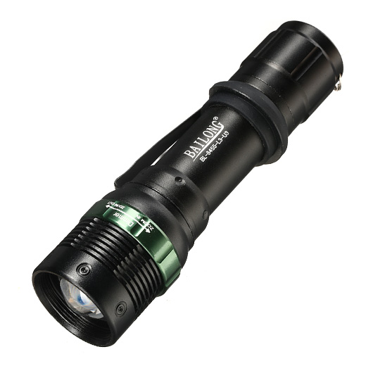 Bailong LED-Taschenlampe mit Zoom, Strobe und viel Zubehr schwarz