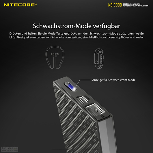 Nitecore Powerbank NB10000 mit Carbongehuse 10000mAh extrem leicht und Ultrakompakt Bild 6