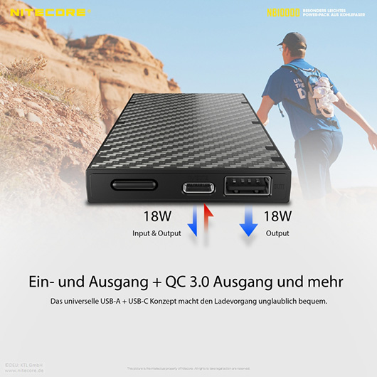 Nitecore Powerbank NB10000 GEN2 mit Carbongehuse 10000mAh Bild 8