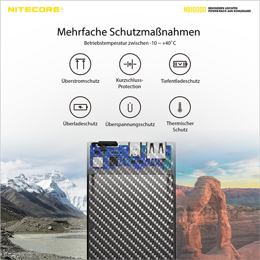 Nitecore Powerbank NB10000 GEN2 mit Carbongehuse 10000mAh Bild 9
