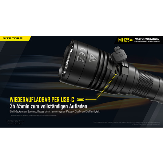 Nitecore LED-Taschenlampe MH25 V2 1300 Lumen inkl. Akku und Nylonholster schwarz Bild 8