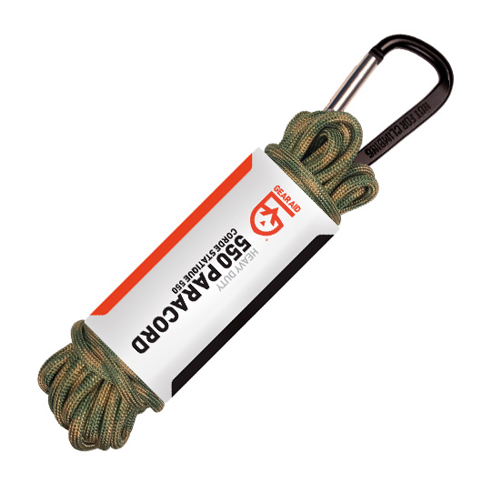 Gear Aid 550 Fallschirmleine 9 Meter mit Karabiner grün