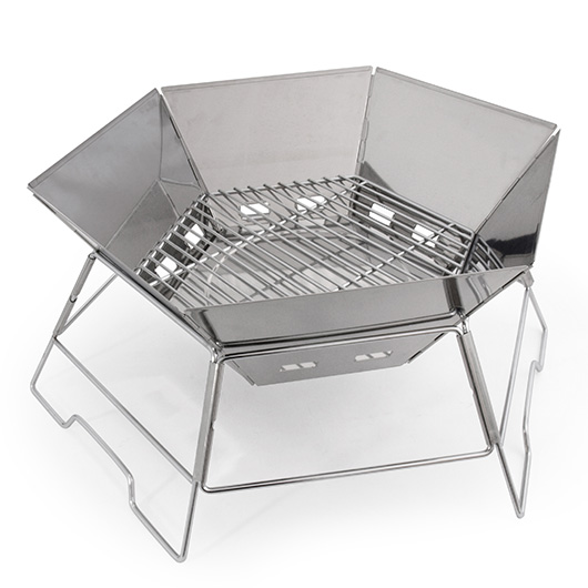 Origin Outdoors Grill- und Feuerstelle Hexagon 40 x 45 cm Edelstahl inkl. Tragetasche Bild 1