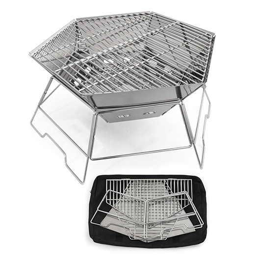 Origin Outdoors Grill- und Feuerstelle Hexagon 40 x 45 cm Edelstahl inkl. Tragetasche Bild 4