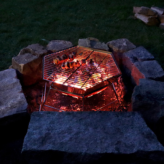 Origin Outdoors Grill- und Feuerstelle Hexagon 40 x 45 cm Edelstahl inkl. Tragetasche Bild 7