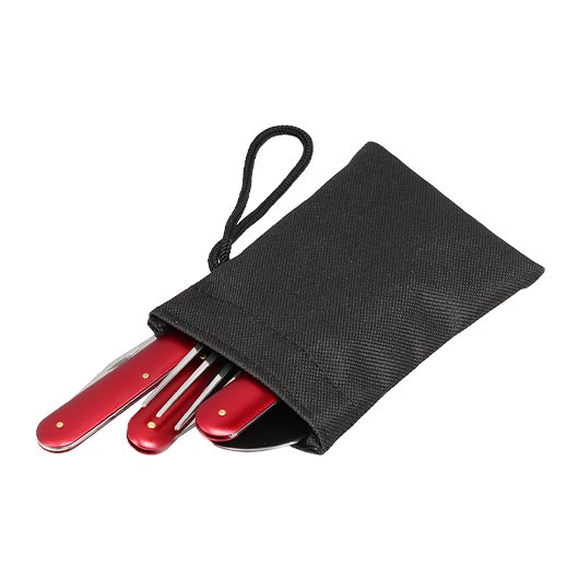 Camping Essbesteck klappbar 5 tlg. rot inkl. Tasche Bild 3