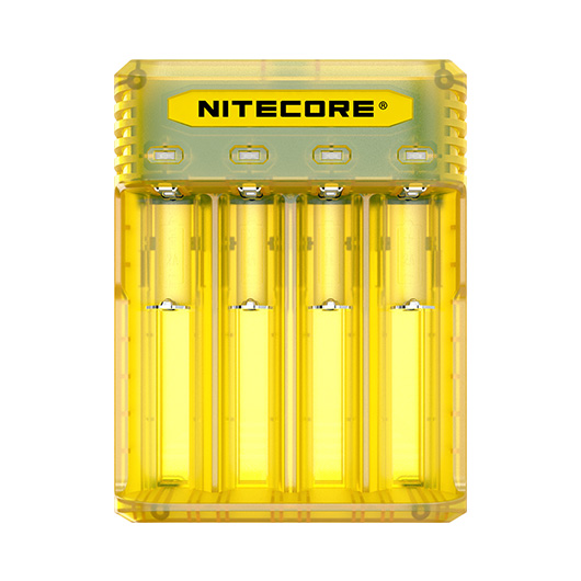 Nitecore Q4 Ladegerät für bis zu 4 Li-Ion Akkus gelb