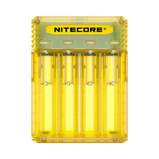 Nitecore Q4 Ladegert fr bis zu 4 Li-Ion Akkus gelb