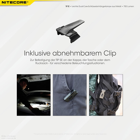 Nitecore LED-Schlssellampe TIP SE 700 Lumen USB grau Bild 7
