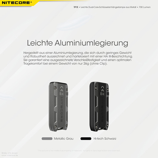 Nitecore LED-Schlssellampe TIP SE 700 Lumen USB grau Bild 9