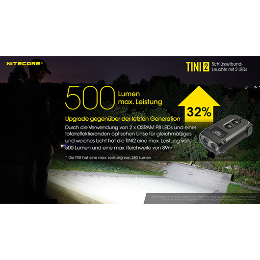 Nitecore LED-Schlssellampe TINI 2 500 Lumen USB grau Bild 1