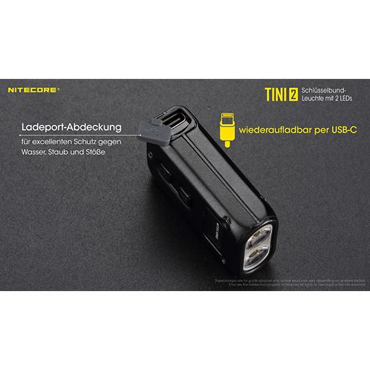 Nitecore LED-Schlssellampe TINI 2 500 Lumen USB grau Bild 6