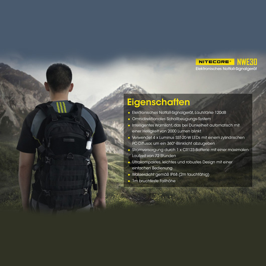 Nitecore NWE 30 elektrisches Notsignalgert 2000 Lumen 120dB Bild 10