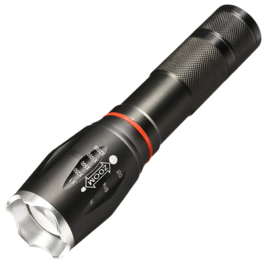 LED-Taschenlampe CQB mit Zoom Aluminium schwarz