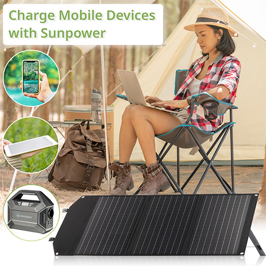 Bresser Mobiles Solar-Ladegert 60 Watt mit USB- u. DC-Anschluss faltbar Bild 7