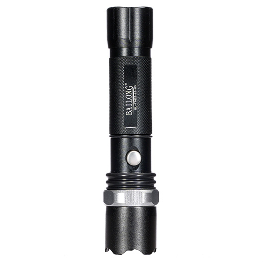 Bailong LED-Taschenlampe mit Zoom, Strobe schwarz inkl. Akku und Ladegert Bild 1