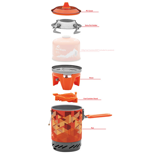 Fire Maple Gaskocher System Star X2 mit Piezozndung orange fr Schraubgaskartuschen Bild 3