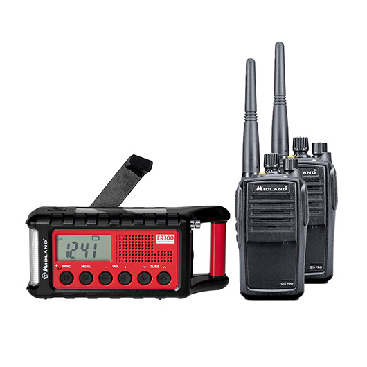 Midland Notfallset PMR-Premium 3 tlg. 2 x G15 Pro Funkgerät und ER 300 Outdoor-Kurbelradio