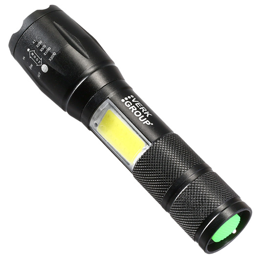 Bailong LED-Taschenlampe mit Zoom und COB LED schwarz inkl. Akku Bild 6