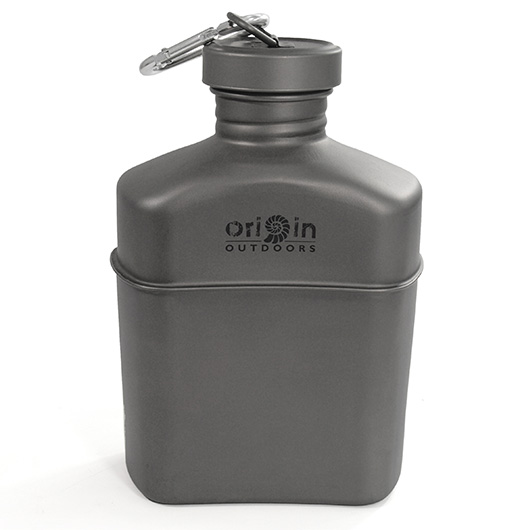 Origin Outdoors Feldflasche Titan 1 Liter grau extrem leicht inkl. Tragetasche