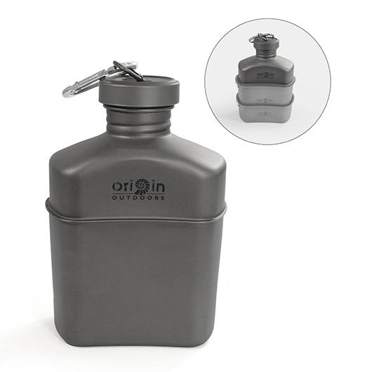 Origin Outdoors Feldflasche Titan 1 Liter grau extrem leicht inkl. Tragetasche Bild 2