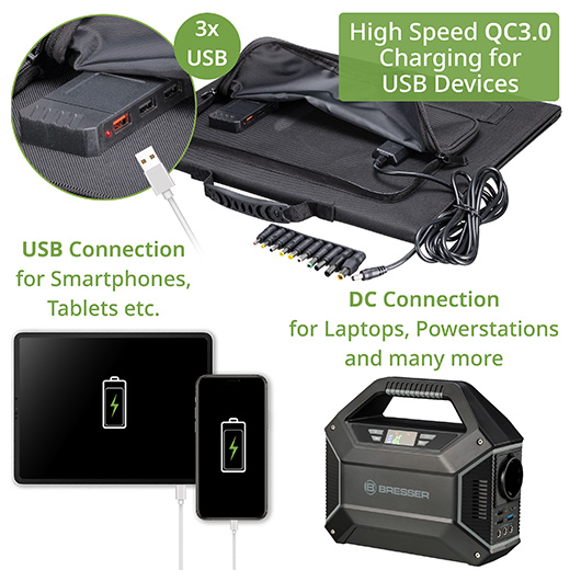 Bresser Mobiles Solar-Ladegert 40 Watt mit USB- u. DC-Anschluss faltbar Bild 7
