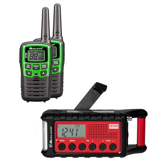 Midland Notfallset PMR-Basic 3 tlg. 2 x XT30 Funkgerät und ER 300 Outdoor-Kurbelradio