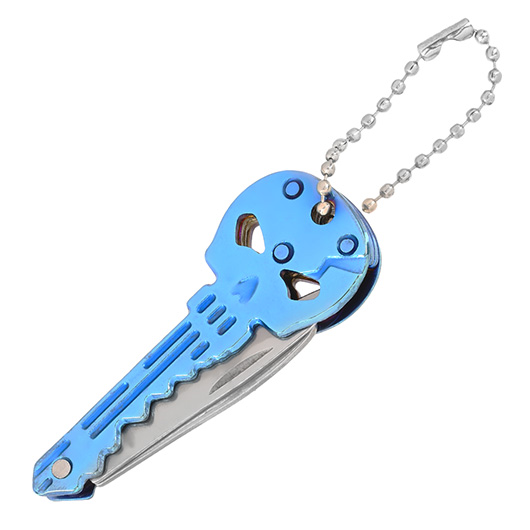 Schlsselanhnger Skull titanblau mit Messer und Flaschenffner Bild 4