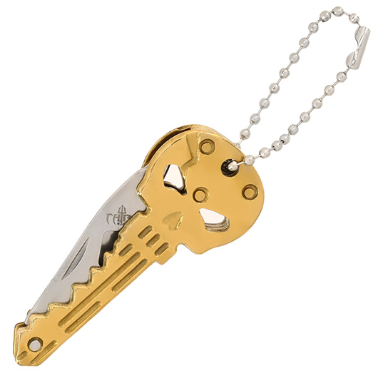 Schlsselanhnger Skull mit Messer und Flaschenffner gold Bild 3