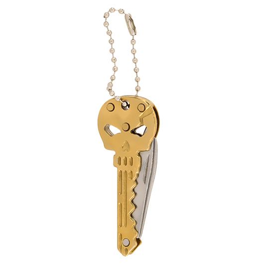 Schlsselanhnger Skull mit Messer und Flaschenffner gold Bild 4