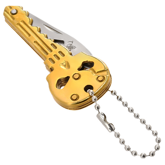 Schlsselanhnger Skull mit Messer und Flaschenffner gold Bild 5