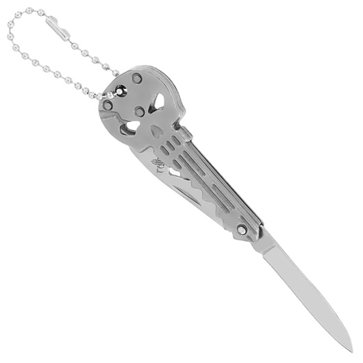 Schlsselanhnger Skull mit Messer und Flaschenffner silber Bild 1