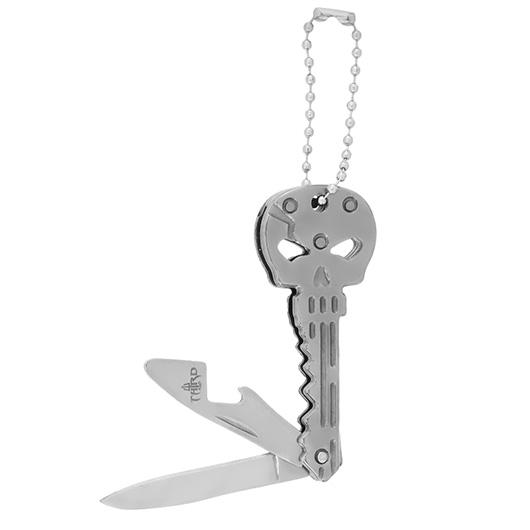 Schlsselanhnger Skull mit Messer und Flaschenffner silber Bild 2